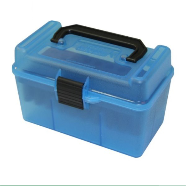 MTM 50RD AMMO BOX DELUX BLUE MULTI CAL