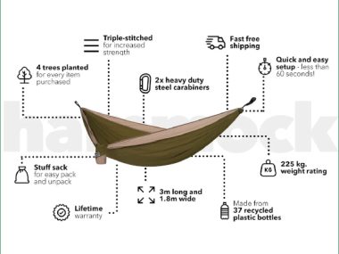 NAKIE RECYCLED HAMMOCK WITH STRAPS - OLIVE