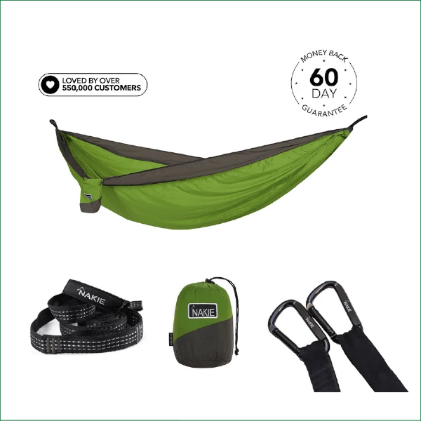 NAKIE RECYCLED HAMMOCK WITH STRAPS – FOREST GREEN