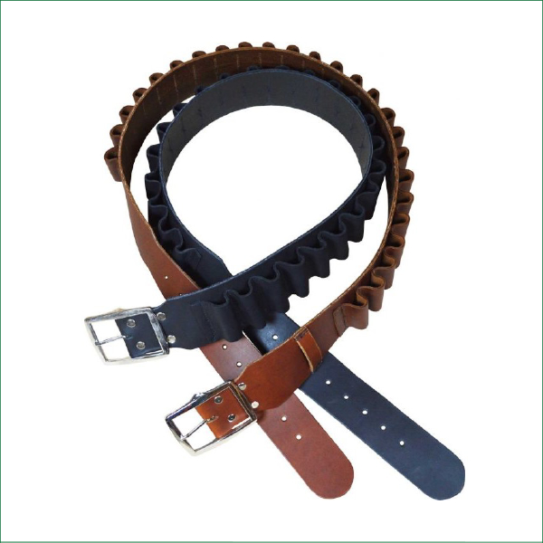 LEATHER SHOTGUN CARTRIDGE BELT - BROWN