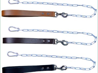 LEATHER HANDLE DOG LEAD - BROWN